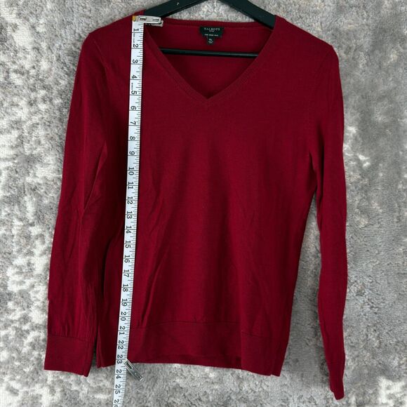 Talbots Size Petite Size Pure Merino Wool Sweater V Neck Red Long Sleeve - Picture 3 of 8